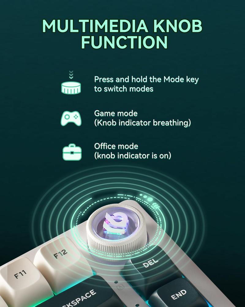 AULA X Leobog Hi75 Portable Mechanical Gaming PC Keyboard, 16 RGB Backlit Compact 81 Keys Mini Wired Office Keyboard with Rotating Button & Original Switches for Windows Laptop PC Mac Leobog Keyboard ASMR,Nimbus Switch