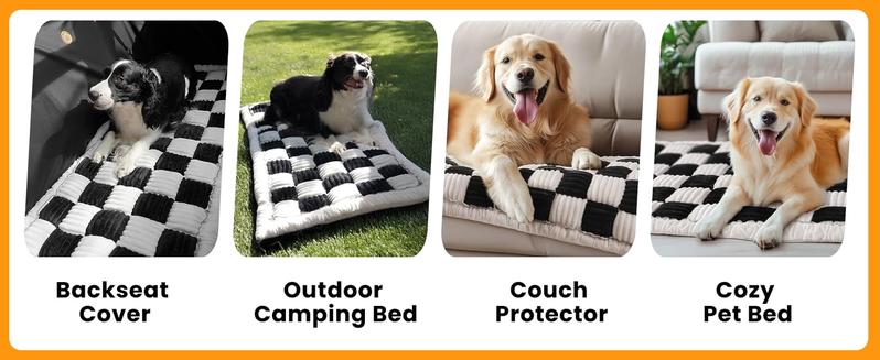 Pet Bed Mat for Car Backseat Extender Non-Slip Plaid Dog Bed Blanket for Car Back Seat Travel Pet Mat Custom Fit for Backseat Extenders and Seat Covers
