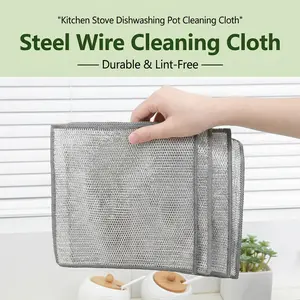 10 Counts Multipurpose Dishwashing Rags, clean cloth.Multifunctional Non-Scratch Wire Cloth Metal Wire Rag for Wet and Dry Kitchen Cleaning Counter, Dishes, Sink durable Easy Wring Microfiber Stain Resistant Washable