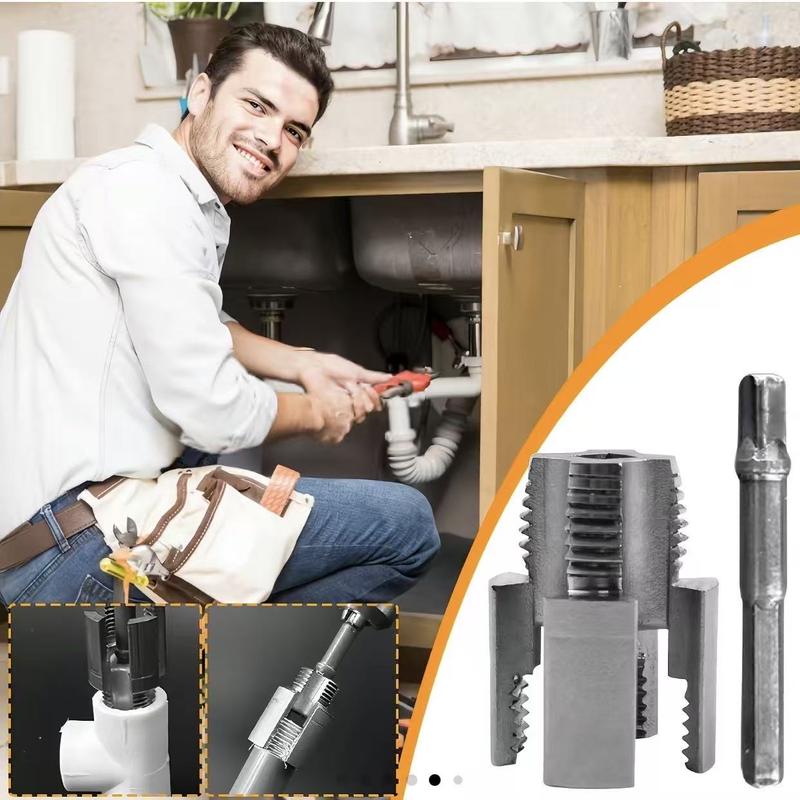 2-piece 1/2 inch and 3/4 inch PVC threaded cutting tool for inner and outer pipe threading, dual-function electric drill kit suitable for PVC plastic pipe threading, precision alloy steel NPT pipe threading sleeve set upgrade dual-function pipe thread