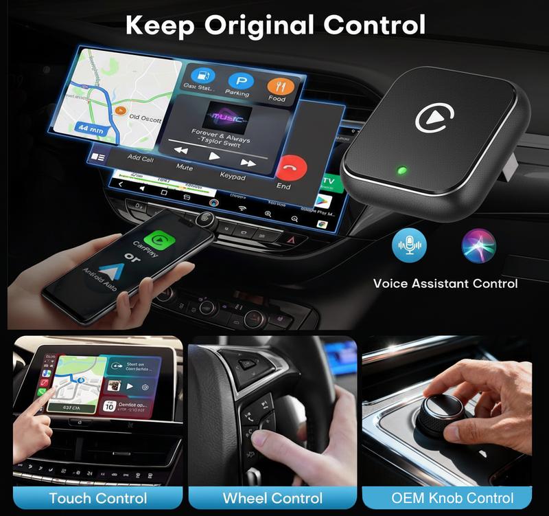 2026 Upgraded Wireless CarPlay Adapter – Fast Connection, No Latency, Supports Hands-Free Calls,  Effortlessly Converts Wired to Wireless CarPlay Adapter, Compatible with iPhone iOS 10+ & Android Auto