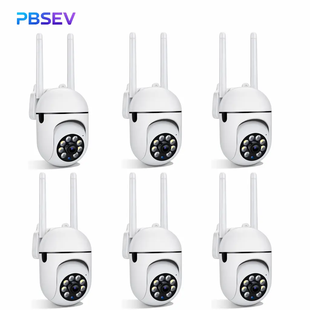 PBSEV Commercial Security Camera 6-Pack - 1080P HD, 355° Panoramic PTZ, AI Human Tracking, Motion Activated Alerts, 2-Way Audio, Color Night Vision, 14-User Live View, Cloud/Micro SD Storage, 0.224kg, Tablet Compatible for Store, Garage Use, Surveillance,