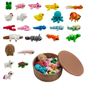 24pcs Mini Animals Articulated Toy Set, Flexible Fidget 3D Printed Animal Figurines, Durable ABS Material, for Ages 3-6