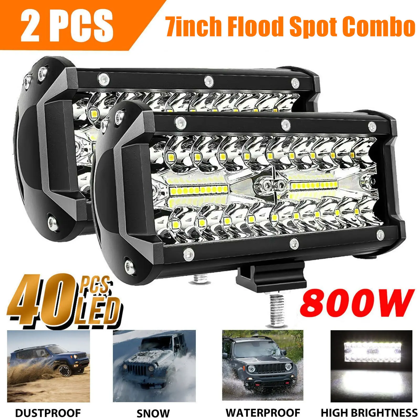 4x 7inch 20000LM LED Work Light Bar Flood Spot Pod Offroad Fog Driving ATV Truck 4x 7inch 20000LM LED Work Light Bar Flood Spot Pod Offroad Fog Driving ATV Truck