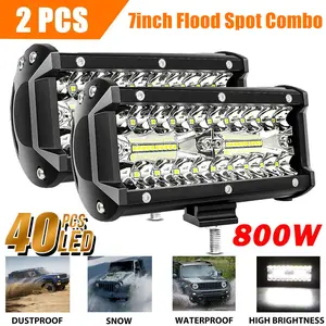 4x 7inch 20000LM LED Work Light Bar Flood Spot Pod Offroad Fog Driving ATV Truck