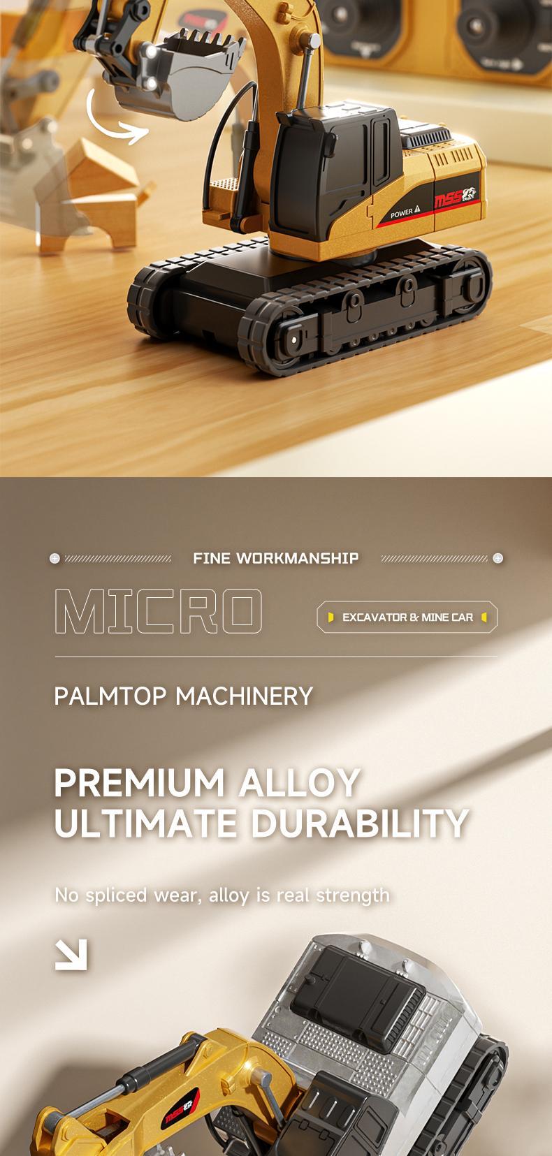 【Live Exclusive】BRRRRT 1/64 Mini Forklift Toy,Remote Control Excavator and Dump Truck Full Proportion Toy Set with Lights and Sounds for Adults Kids Boys and Girls RC Construction Vehicles