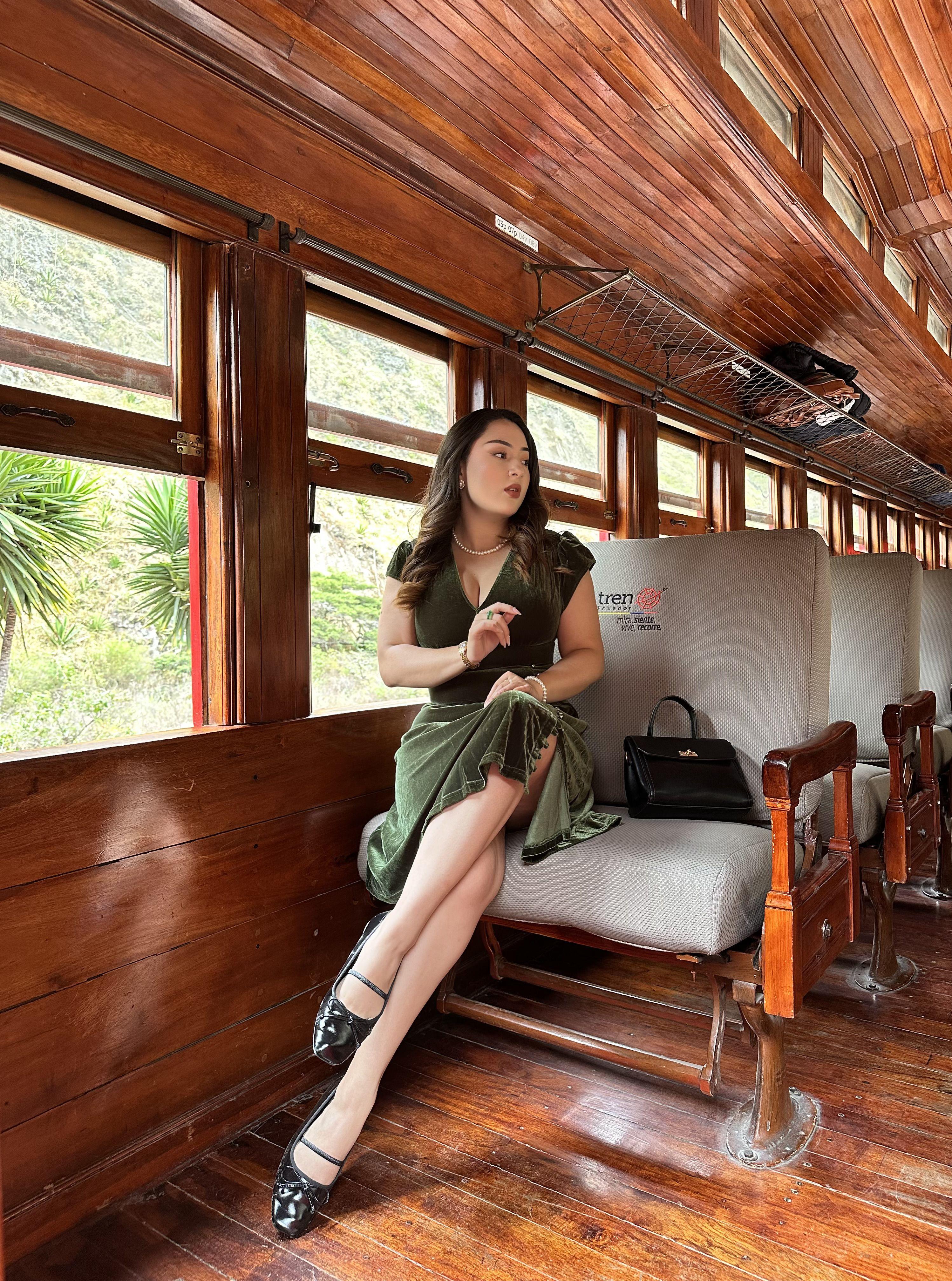 1940s Deep V-Neck Pearl Velvet Dress with Fur Buttons Vintage Casual Polyester Green Womenswear