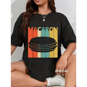 100% Cotton Vintage Retro Macarons T-shirt Macaron Lover Food T Shirts Gifts