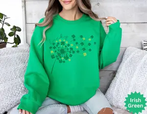 St patricks Dandelion Sweatshirt, St Patrick s day Sweatshirt, Lucky Gift Shirt, lucky shirt, Dandelion Shamrock Shirt, St patricks Irish gift - LORA ATCHER