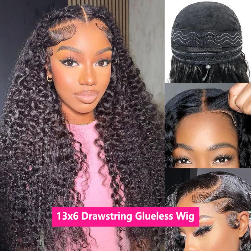 Bling Hair 180% Density 32 34Inch Deep Wave 13x6 Drawstring Glueless Wigs Human Hair For Black Women Brazilian HD Transparent 13x4 Wet And Wavy Curly Wave Lace Wig