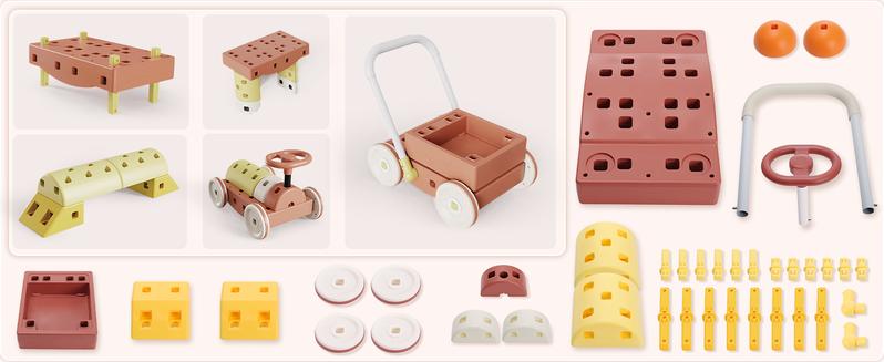 MOREFEEL 41PCS DIY Jumbo Building Blocks for Kids 3+ Year Old Fun Creative Stacking Blocks Toddler Developmental Play Toy Set Safe Educational Material Gift Ready Packaging for Boys & Girls - Car