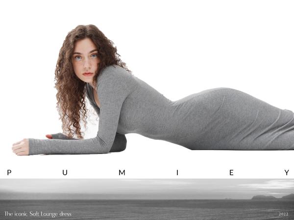 PUMIEY Women's Square Neck Long Sleeve Maxi Dress Ribbed Bodycon Dresses for Women Soft Lounge Dress Casual Womenswear TIDE COLLECTION Elegant Basic Aegean Bottom Minimalist Summer Rayon Spandex