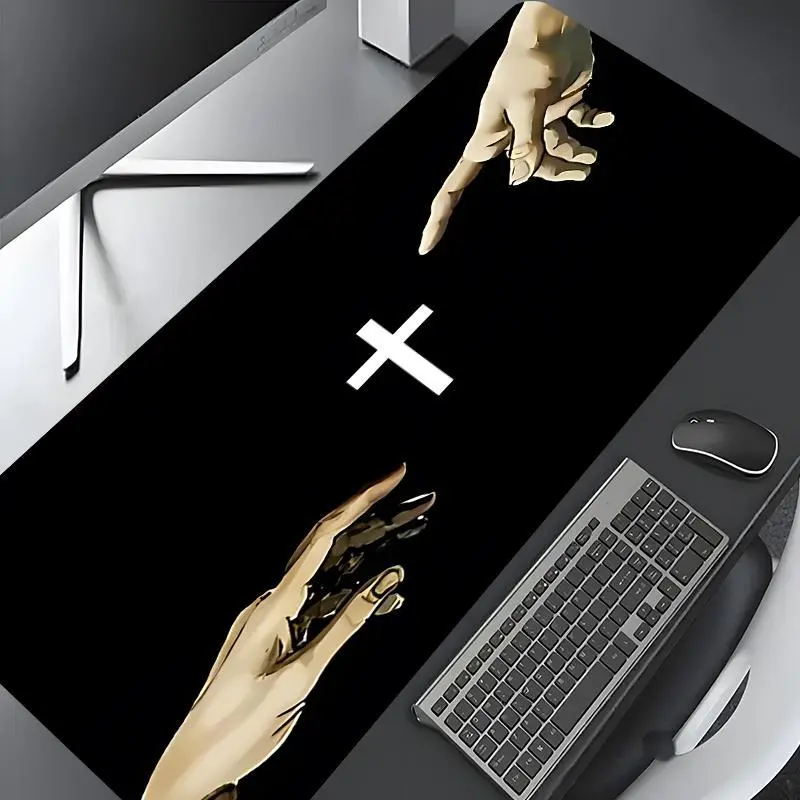 Hand & Cross  Pattern Desk Mat, Rectangle Gaming Desk Mat, Non-slip Mousepad, Office Desk Keyboard Mouse Mat for Home Office Game Room Desk, Desktop Accessory, Desk  Poccessories