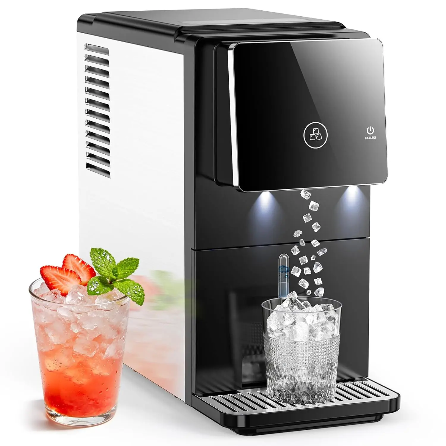 Nugget Ice Maker with Measured Dispensing - Countertop Ice Maker with Self Cleaning, 33 lbs Daily Output and 10-15 Minute First Ice - Nugget Ice Maker for Home, Quiet Chewable Ice Machine for Kitchen, Office, RV and Home Bar sohochic
