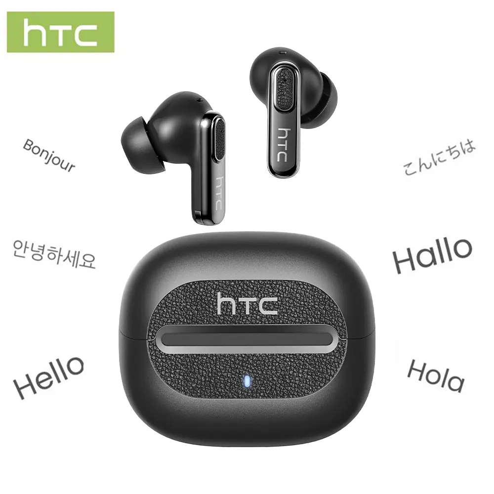 HTC NE60 TWS AI Translator Electronic Audio Headset, Wireless Bluetooth 6.0, 134-Language Real-Time Translation, IPX5 Bluetooth Waterproof Smart Earphones & Headphones, Hi-Fi Sound, Exercise-Friendly for Meetings, Studying, Easy To Use During Workouts