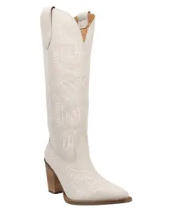 Dingo Women's Evita Suede Tall Western Boot Snip Toe - Di2253-Wht