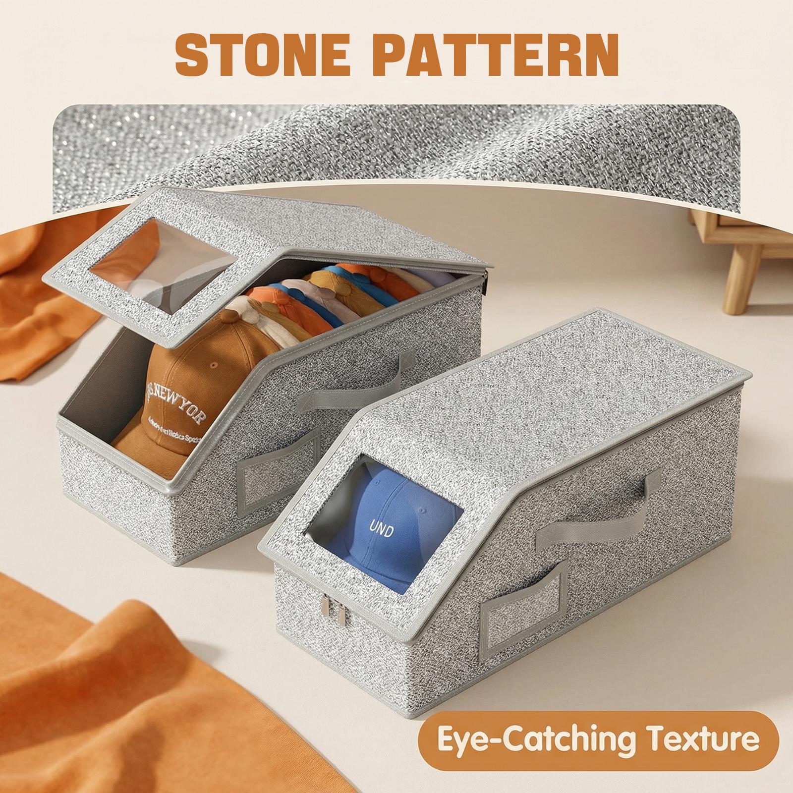 hat Organizer Baseball Cap Storage Box Holds Up to 24 Caps Durable Cardboard Stackable Hat Organizer for Wardrobe Easy Carry