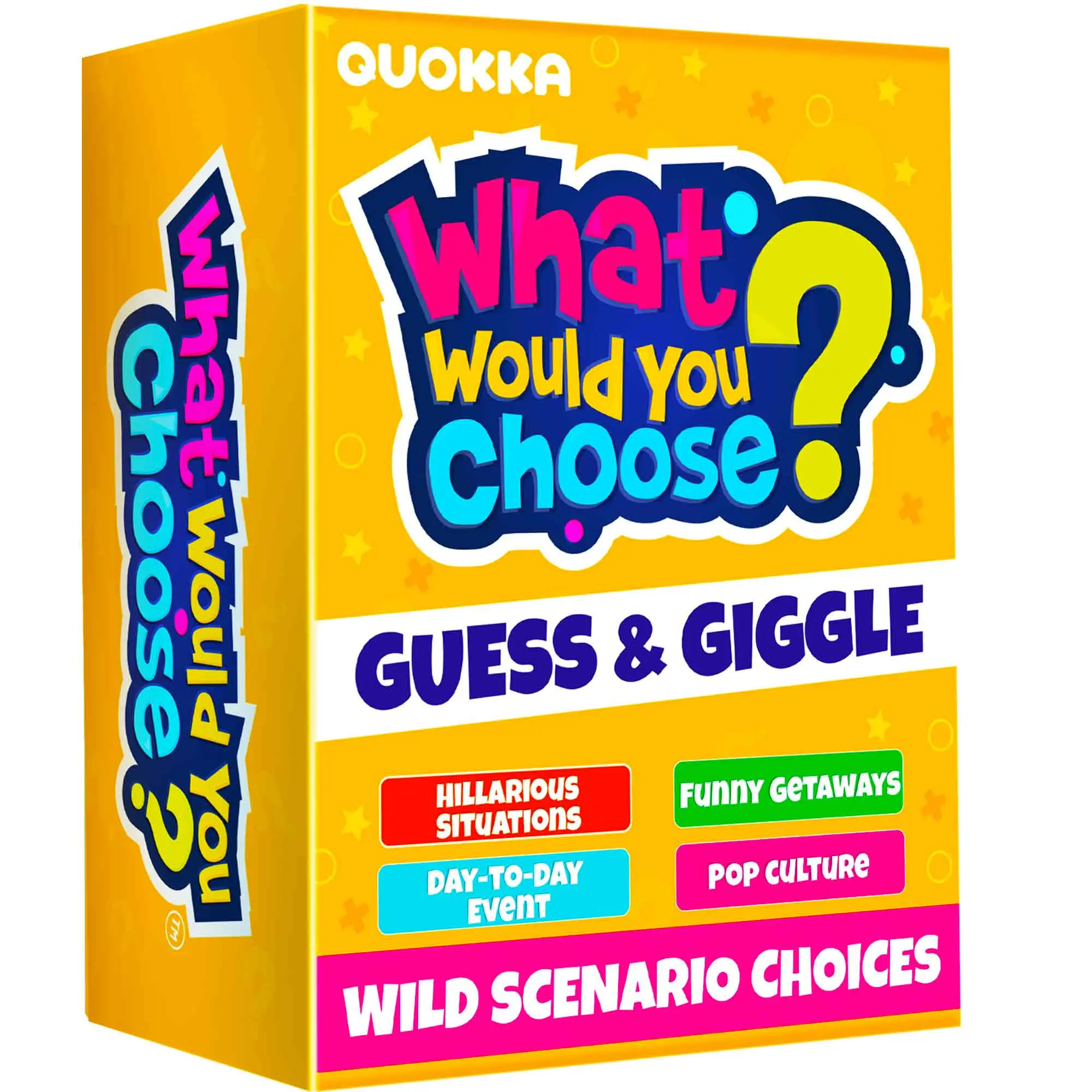 QUOKKA 4-Pack Card Game Sets - 4 Separate Decks with 2000+ Hilarious Questions, Conversation Option for 2+ Players, Party Pick for Sleepovers, Screen Time Alternative Family Activity (Kids & Adults Compatible)