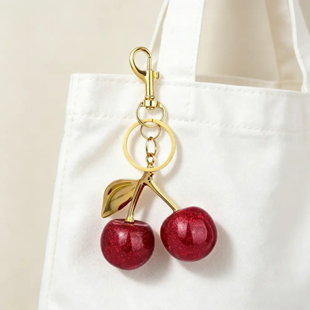 Women's Cute Cherry Design Sparkly Keychain, Fashionable All-Match Purse Accessory, Exquisite Birthday Gift Bag Charm (Restock), Keychains For Women