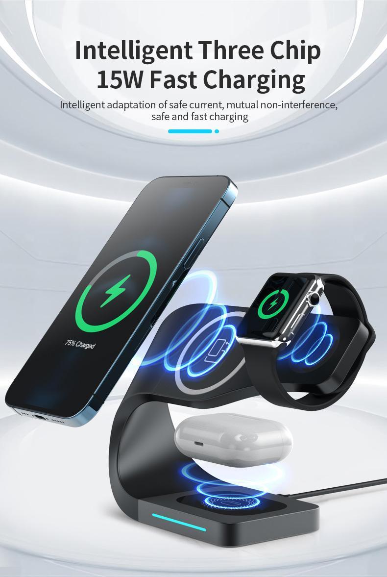 2026 4-in-1 Smart Magnetic Wireless Charging Station Foldable Portable Charger for Smartphones Smartwatches & Earbuds Compact Universal Compatibility