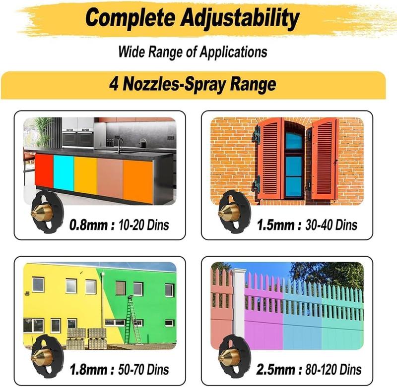 1000W High-Efficiency Electric Paint Sprayer, Cordless HVLP Paint Sprayer for Indoor and Outdoor Use with 10 Accessories, Suitable for House Paint and Color Sprayers on Fences, Furniture, Cabinets, and Walls.