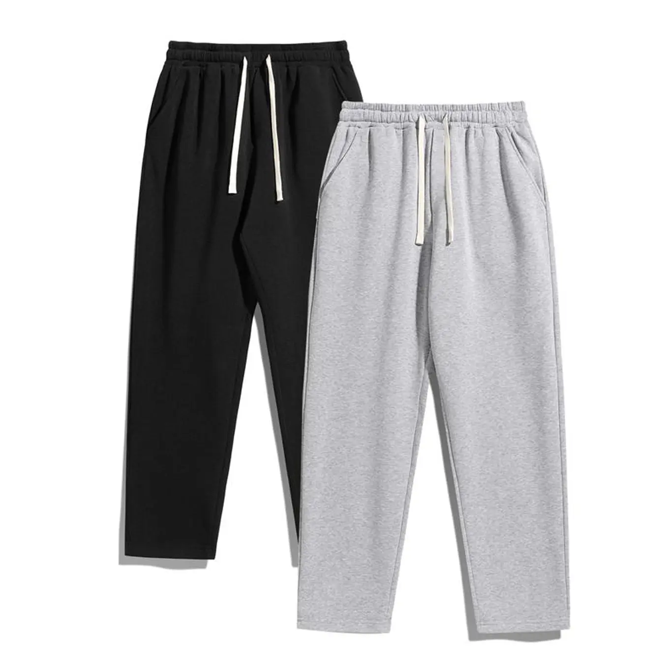 Men's 2-Piece Solid Sweatpants Set, Minimalist Loose-Fit Athleisure Trousers and Top for Gym Workouts, Autumn Winter Loungewear, Loose Sweatpants, Relaxed Sweatpants