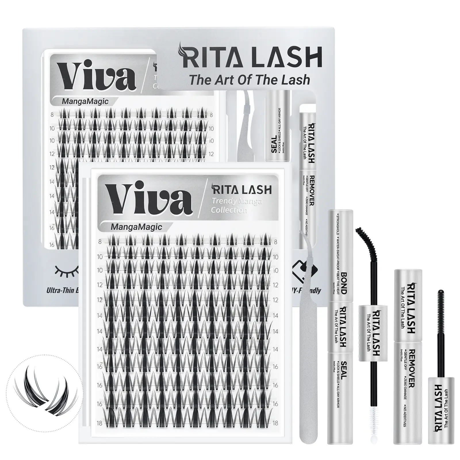 Viva | RITALASH 120pcs MangaMagic Collection Upgrade U Lashes with Ultra-Dense, Waterproof, Long-Lasting Lashes | Fairy | Fashion Wet Look | Beginner-Friendly DIY Lashes for a Flawless, Voluminous Look | Trendy & Must-Have Clusters
