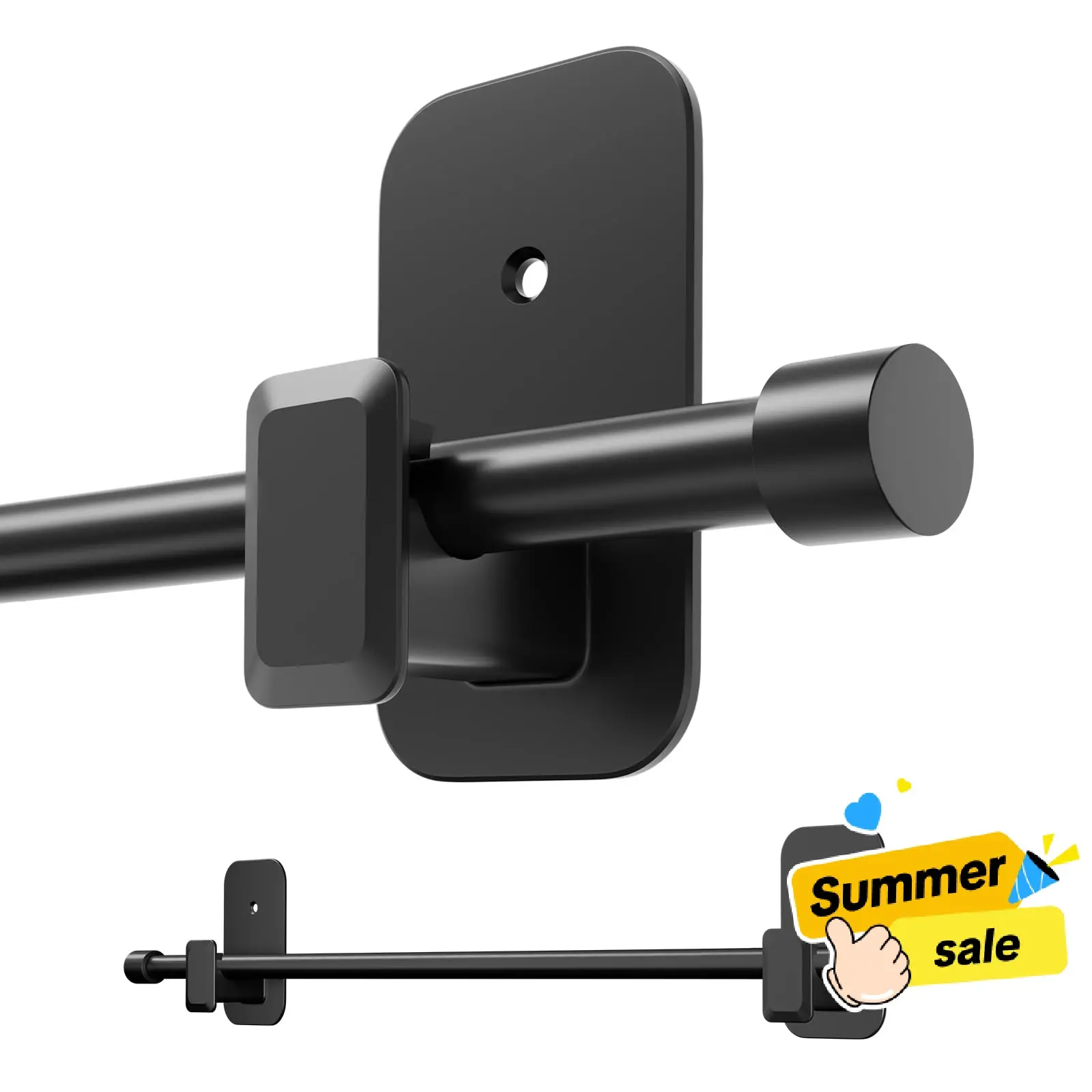 Inovaday | No-Drill Curtain Rods For Windows-Adjustable 5/8" Tension Rods, Adhesive Brackets, Easy Install Black Drapery Pole,Back To School,Renter-Friendly/Dorm Essentials,Home Decor,Home Essentials