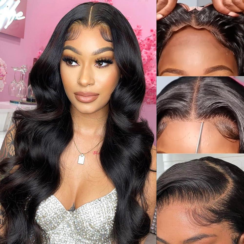 Bling Hair Body Wave 6x4 Glueless Wigs Human Hair Pre Plucked Pre Cut 5x5 HD Lace Closure Wigs Human Hair 180% Density Easy To Wear Wigs Human Hair For Women