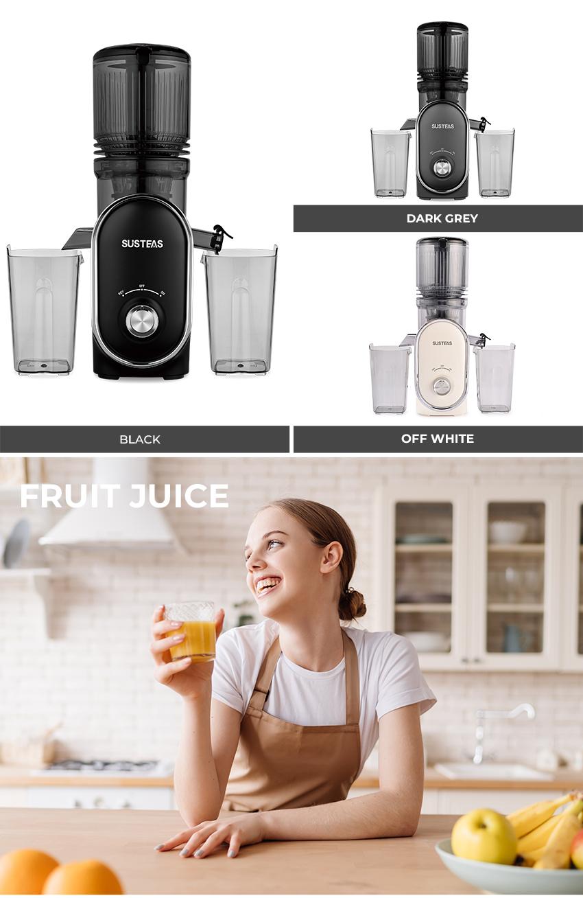 SUSTEAS Cold Press Juicer with 5.3'' Large Feed, Easy to Clean, High Juice Yield, Includes Two Filters for Soft & Hard Fruits, 98% Juice Yield Healthy Life Kitchen Essential Juicer Machine Blenders