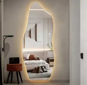Smart LED Mirror Touch Screen Illumination Modern Design for Hotel Bathroom Washroom Irregular Shape Bath Mirror Elegant