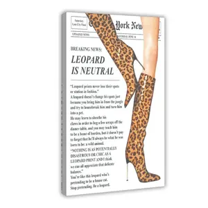 Trendy Newspaper Posters Vintage Leopard Boots Poster Feminist Canvas Prints for Hot Girl Preppy Y2k Aesthetic Room Home Decor restaurant wall