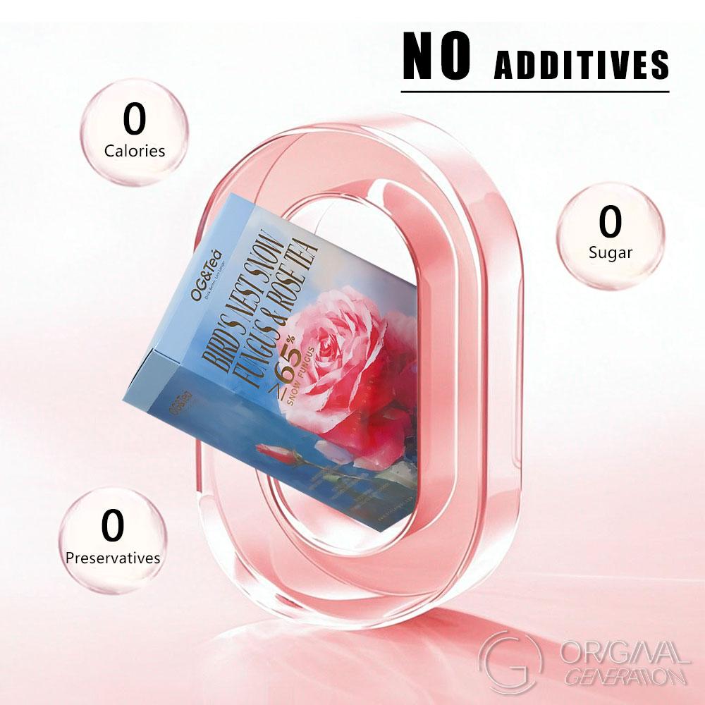 2.0 Sparrow‘s Nest Snow Fungus Rose Tea 90g(15g×6pack) Caffeine Free 65% Snow Fungus Rose Goji Edible Bird's Nest Peach