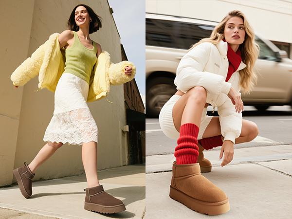 DREAM PAIRS Women's Platform Winter Snow Boots Genuine Suede Water Resistant Mini Ankle Boots Stable Lightweight Booties Anti-Slip with Memory Foam Outdoor Fuzzy