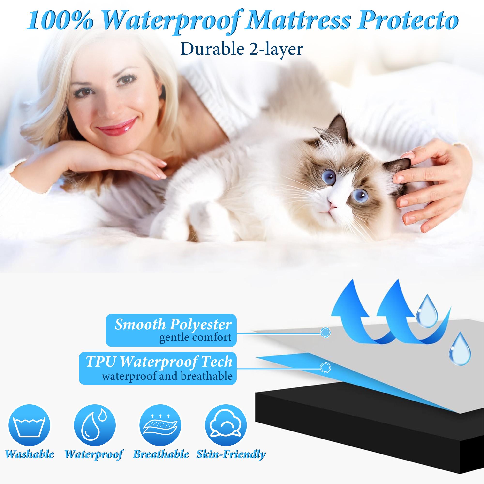 BePatio Waterproof Deep Pockets Fitted Sheet,Mattress Pad,Cooling Anti-slip Bedding Sheet, Waterproof Mattress Cover for Bedroom, Mattress Protector for Elderly,Teen &  Adults ,Bedroom Accessories