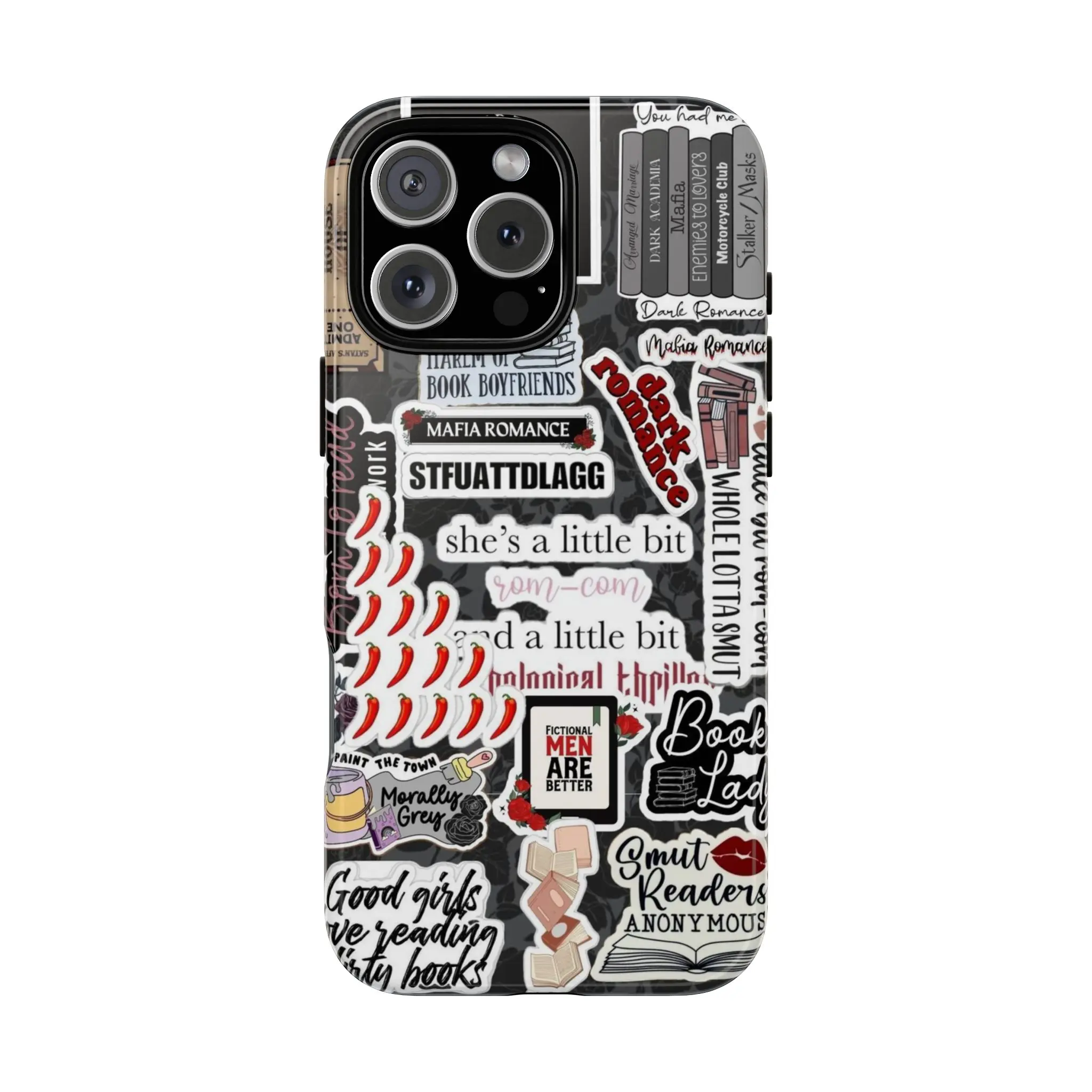 Dark Romance Mafia BookTok Protective Smartphone Case - "Smut Readers Anonymous", Fictional Men Design, for iPhone 17 Pro,16,15,14,13,12,11,Max,Plus,Air & Samsung S25,S24,S23 Ultra,Galaxy A16,A15 5G Handheld Cellphone Devices Casing, Contemporary Art