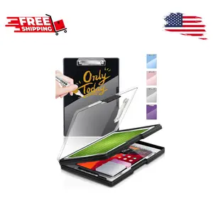 Clearview Clipboard with 2 Storage, Dry Erase 8.5x11 Black