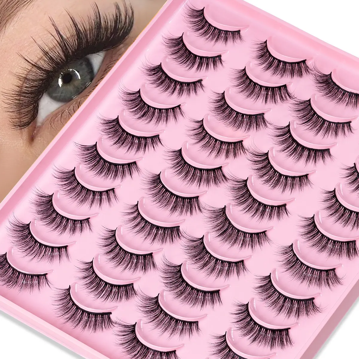 20 pairs of dreamy soft eyelashes, natural styling, classic C curl, 10-15mm length, beginner-friendly, cosmetic false eyelashes, Diy Dramatic Lashes, Eyelash Set