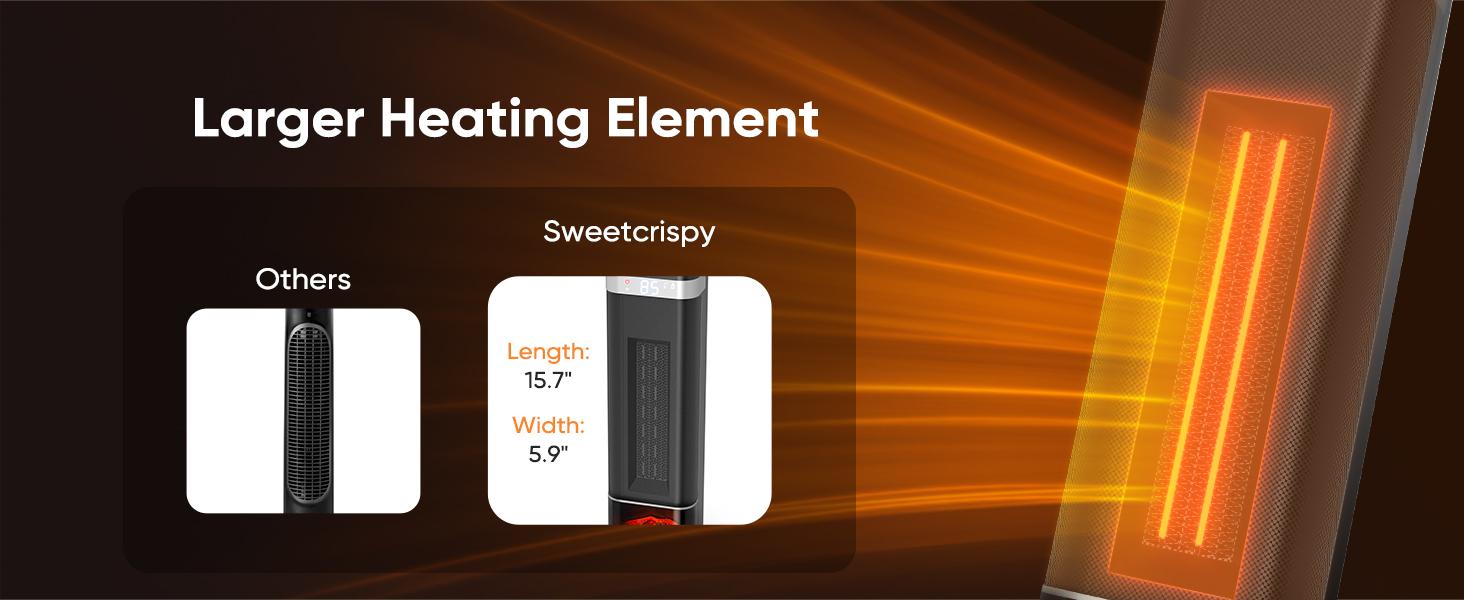 【Clearance】Space Heater for Indoor Use, 24Inch Portable Heater with Remote and Thermostat,7 Light Modes, 70°Oscillation, 12H Timer, Up to 95°F, Tip-over Protection