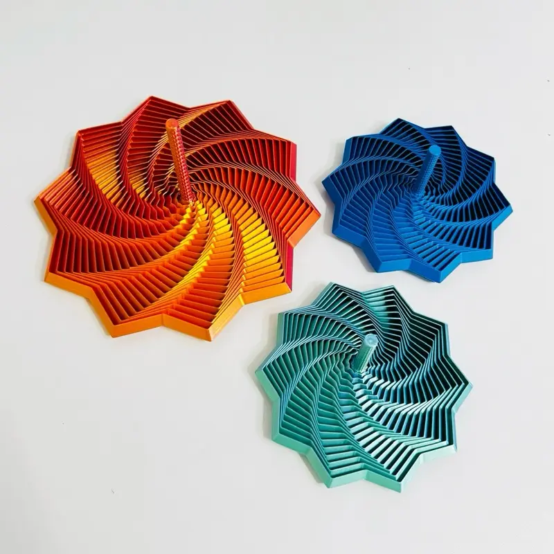 Cool Desk Toys StarSpin Morphing 3D Printed Fidget Desk Toy - USA-Made Star-Shaped Geometric Relaxation Stick with 360° Hypnotic Shift, Lightweight, Durable for Stress Relief & Focus, 3D Printed Fidget Toys