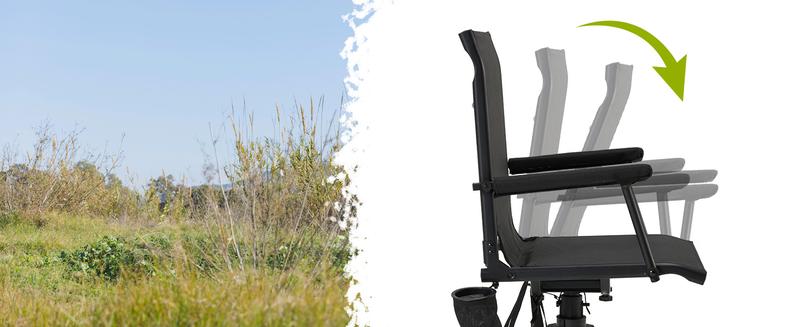 [Aecojoy Hunting Season] Hunting Chair with Detachable Cover, 360° Silent Swivel, Adjustable Height, Mesh Back, Folding Ground Seat, Armrests, Telescopic Legs, Duck Feet, 330 lb Capacity Magnetic Rangefinder Strap Carbon