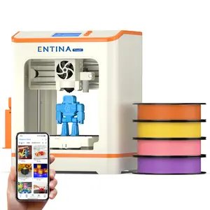 Entina Tina2C Mini 3D Printer Starter Bundle for Kids & Beginners, Fully Assembled, Auto Leveling, Easy Setup, WiFi & App Control, 1500+ Model Library, 20+ Creative DIY Modules, Includes 4-Color PLA,Gift Set,,Birthday Gift