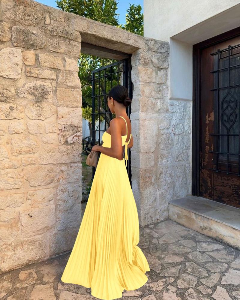 Pure Color Tube-top Brunch Summer Dress in Sky Blue Pleated Design for Elegant Events