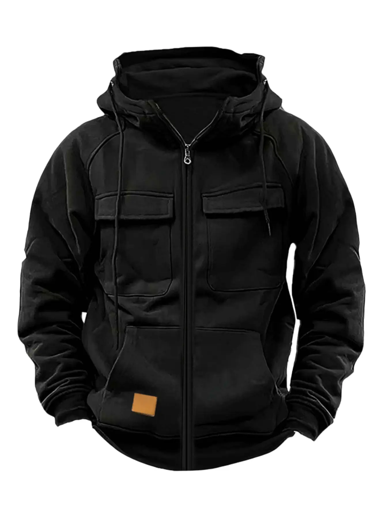 Men's Outdoor Casual Hooded Sweatshirt Jacket, Fall Winter Hiking Camping Travel Wear, Thick Woven Fabric, Multiple Pockets, Half-Zip Design, Athletic Hoodie, Half Zip Sweatshirts, Casual Fitted Hoodie