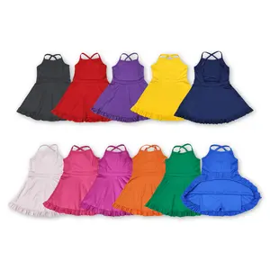 Kids Girl Sports Dress Solid Color Quick Dry Atheletic Summer Dresses Sports Outfit