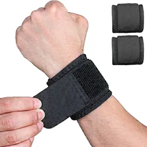 2PCS Adjustable Wrist Brace Support for Men & Women Elastic Wrist Wraps for Gym, Weightlifting, Fitness Training, Breathable Wrist Strap for Sports, Workout & Daily Support (Black)