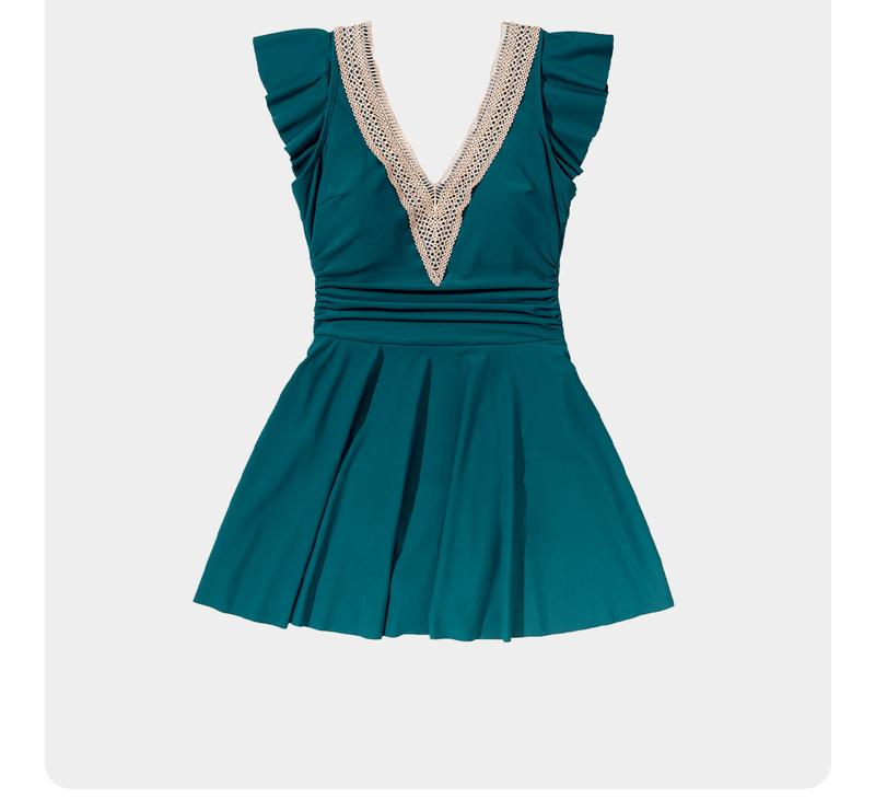 Aleumdr Women Summer SwimDress One Piece Swimsuit with Skirt Tummy Control Bathing Suits Modest Swimwear Swim Romper Sport Swimming Clothing Beach