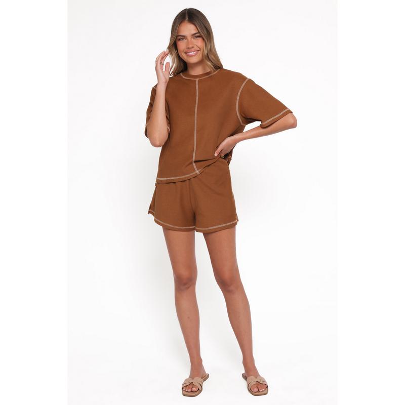 Melody Knit Short Set - Chocolate