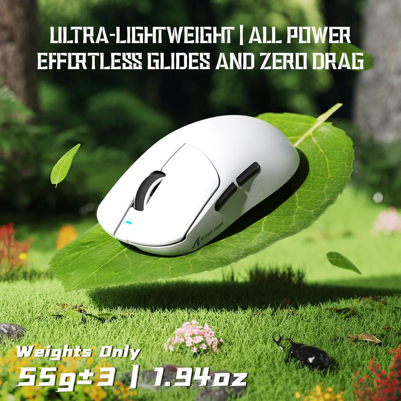 ATTACK SHARK X8SE Wireless Gaming Mouse,Adjustable 25K DPI PAW3311 Optical Sensor,Ergonomic 59g Lightweight,Triple Modes 2.4G/BT/USB-C,500mAH Battery,5 Programmable Buttons for PC/Mac