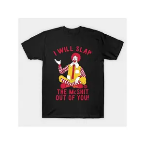 Summer t Shirts mens i will slap the mcshit you funny graphic t shirt 100 cotton soft crew neck tee black with red yellow humorous short sleeve shirt for summer outdoor activities sizes s 3xl tee shirts durable fabric shirt vibrant black -1 A79 Casual Mat